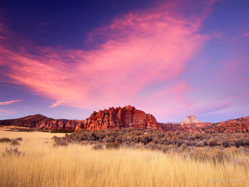 Sandstone Formations at Sunset, Zion National Park, Utah